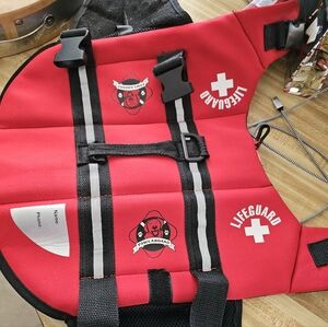 Paws Aboard Dog Neoprene Life Jacket Vest Red Lifeguard Sz M Hardly Used EUC